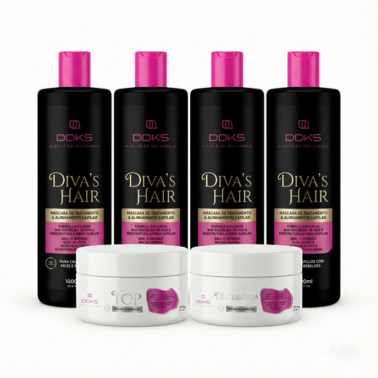 Kit 4 Progressivas Diva's Hair + Brinde Necessária e Máscara Top
