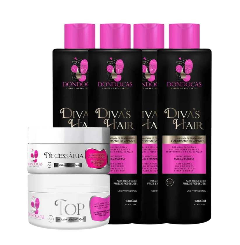 Kit 4 Progressivas Diva's Hair + Brinde Necessária e Máscara Top